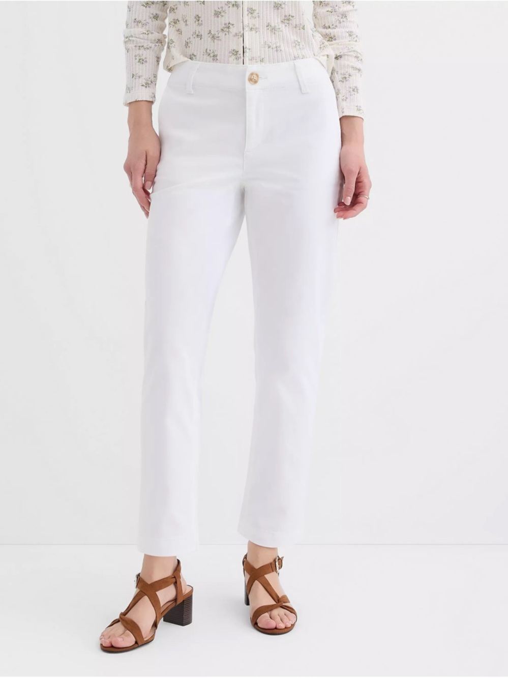 LOFT Women's White Monroe Straight Leg Pants Size 6